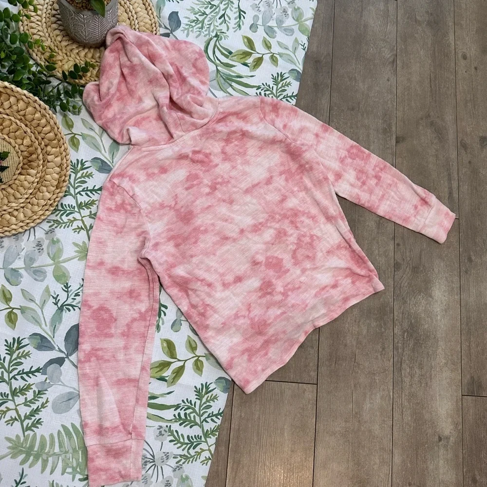 Old Navy Girls Tie Dye Plush Knit Tie Front pullover Hoodie Size Large